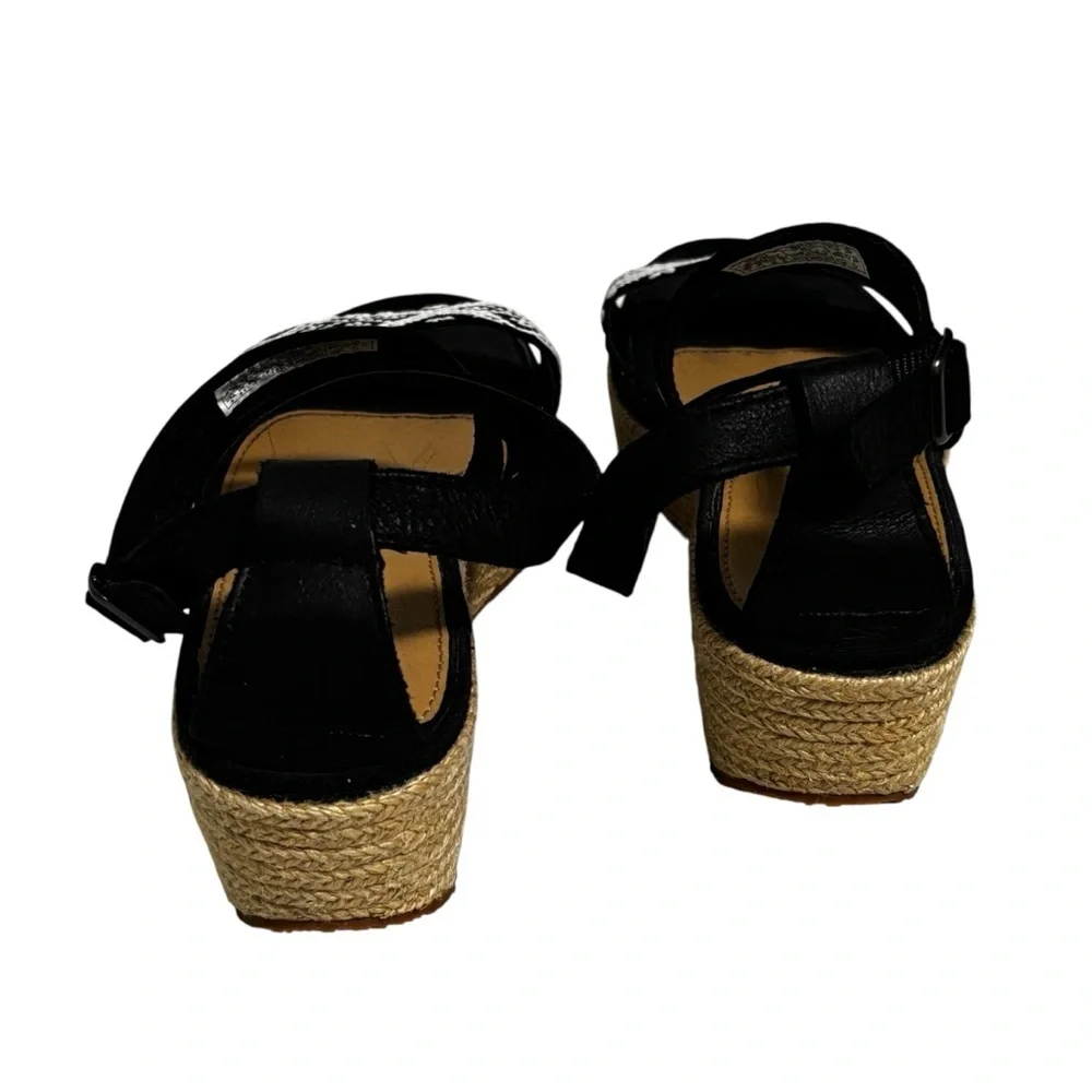 Black Wedge Sandals with Beaded Accent